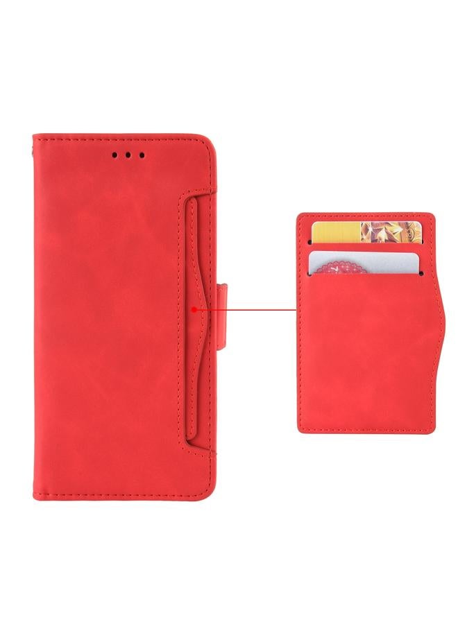 اس-توب جراب هاتف OPPO Reno7 A Skin Feel Calf Fabric مع فتحات للبطاقات من الجلد - Image 5