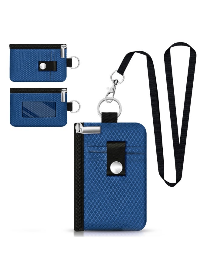 Minimalist RFID Blocking Small Wallet with ID Window,WaterResistant Zip Id Case Wallet with Lanyard Keychain for Cards,Cash,Travel,Women,Men - Image 1