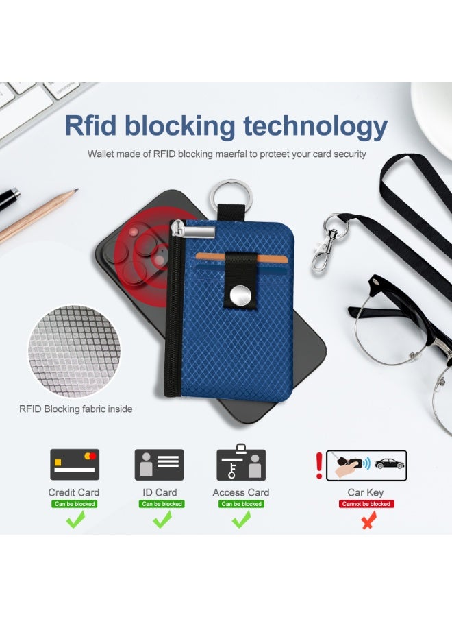 Minimalist RFID Blocking Small Wallet with ID Window,WaterResistant Zip Id Case Wallet with Lanyard Keychain for Cards,Cash,Travel,Women,Men - Image 4