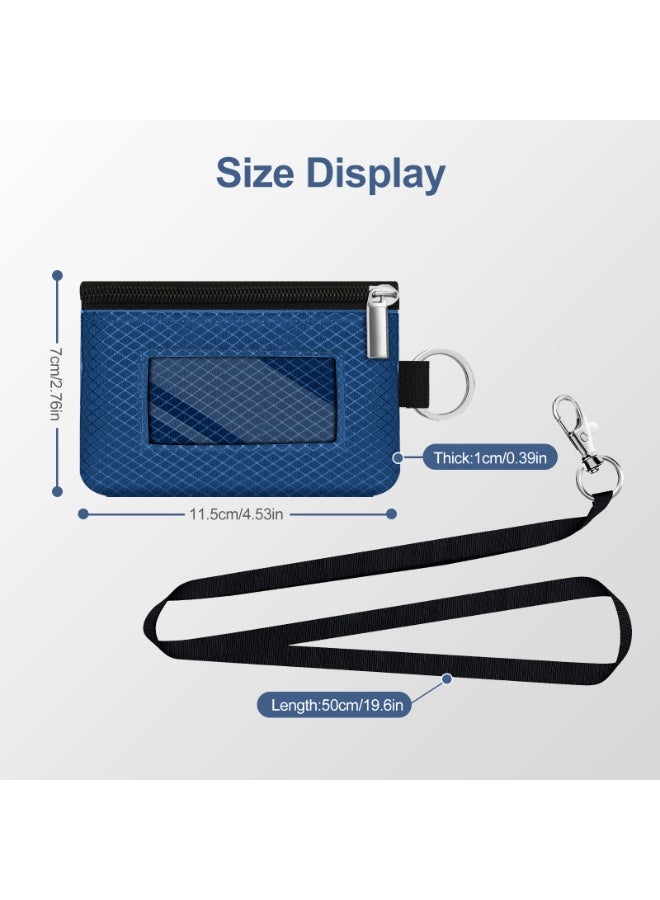 Minimalist RFID Blocking Small Wallet with ID Window,WaterResistant Zip Id Case Wallet with Lanyard Keychain for Cards,Cash,Travel,Women,Men - Image 5