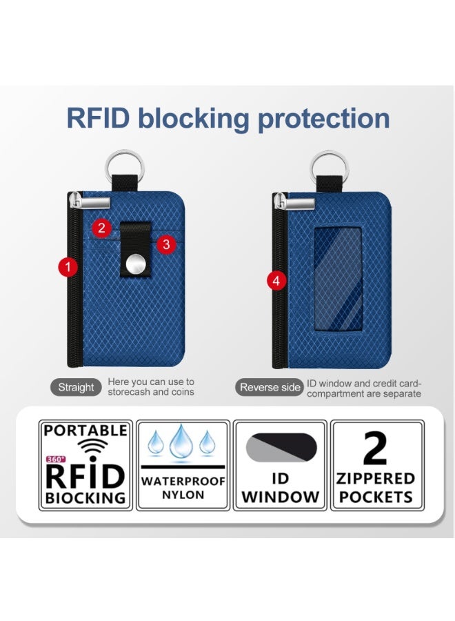 Minimalist RFID Blocking Small Wallet with ID Window,WaterResistant Zip Id Case Wallet with Lanyard Keychain for Cards,Cash,Travel,Women,Men - Image 2