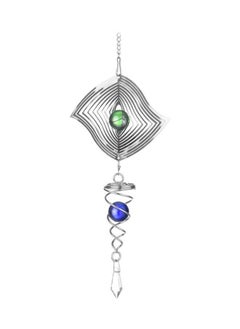 NIBEMINENT Crystal Ball Ornament Wind Chimes Blue/Green/Silver 18.3inch 