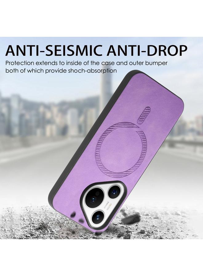 S-TOP Case For Huawei Pura 70 Pro Solid Color Retro Magsafe PU Back Cover Phone Case - Image 5