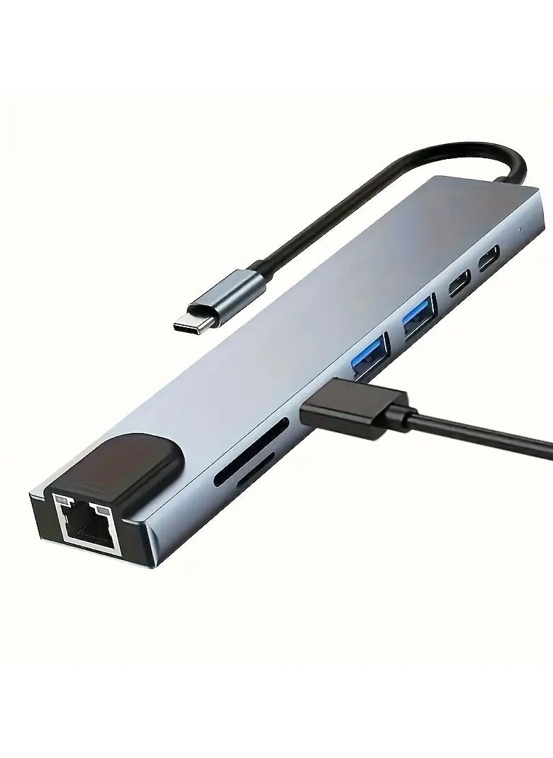 Universal 8-in-1 USB-C Hub Adapter for MacBook/iPad Pro – 4K HDMI, 87W PD Charging, Gigabit Ethernet, 2x USB 3.0, SD/TF Card Reader, Thunderbolt 3 Compatible . Multiport 8-in-1 USB-C Hub Adapter with 4K HDMI, RJ45 Ethernet, 87W PD Charging, USB  - Image 4