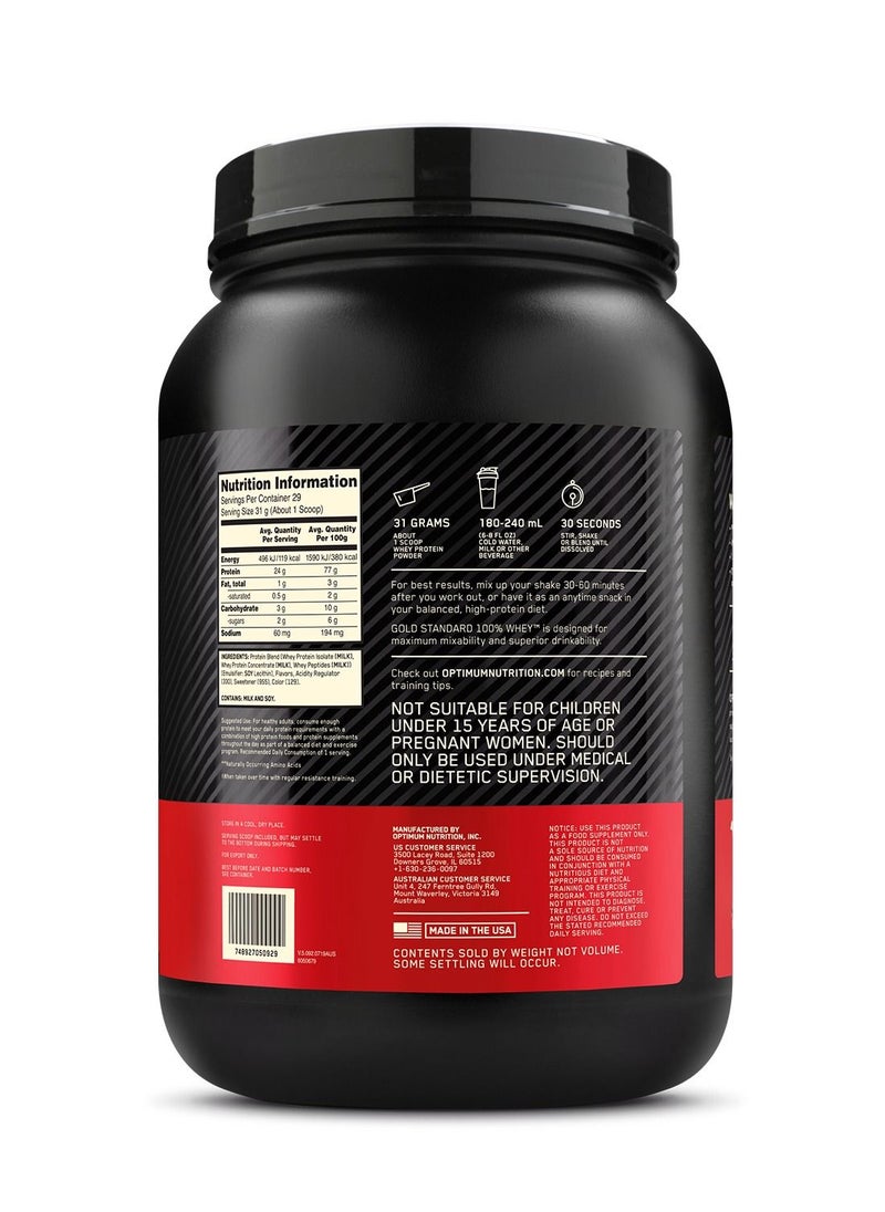 Optimum Nutrition - Gold Standard 100% Whey Protein Powder, for Muscle Support & Recovery, Primary Source Whey Protein Isolate - Delicious Strawberry, 907 Grams (2 lbs), 29 Servings - Image 1