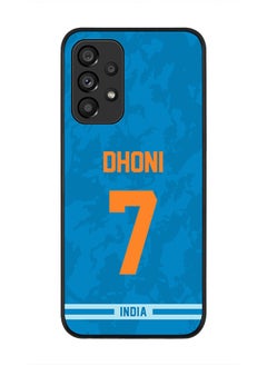 Rugged Black Edge Case for Samsung Galaxy A33 5G, Slim fit Soft Case Flexible Rubber Edges Thin Cover - Player Name - MS Dhoni, Jersey Number- 7