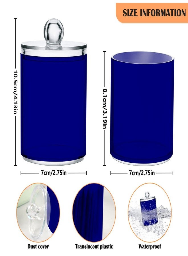 Eionryn Navy Blue Qtip Dispenser Apothecary Jars Bathroom Qtip Holder Storage Canister 10 Oz Plastic Jar for Cotton Ball Swab Round Pads Floss 2pcs - Image 2
