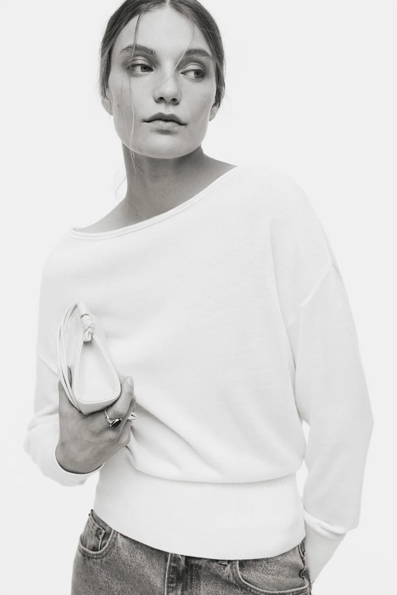 H&M Fine-knit one-shoulder top