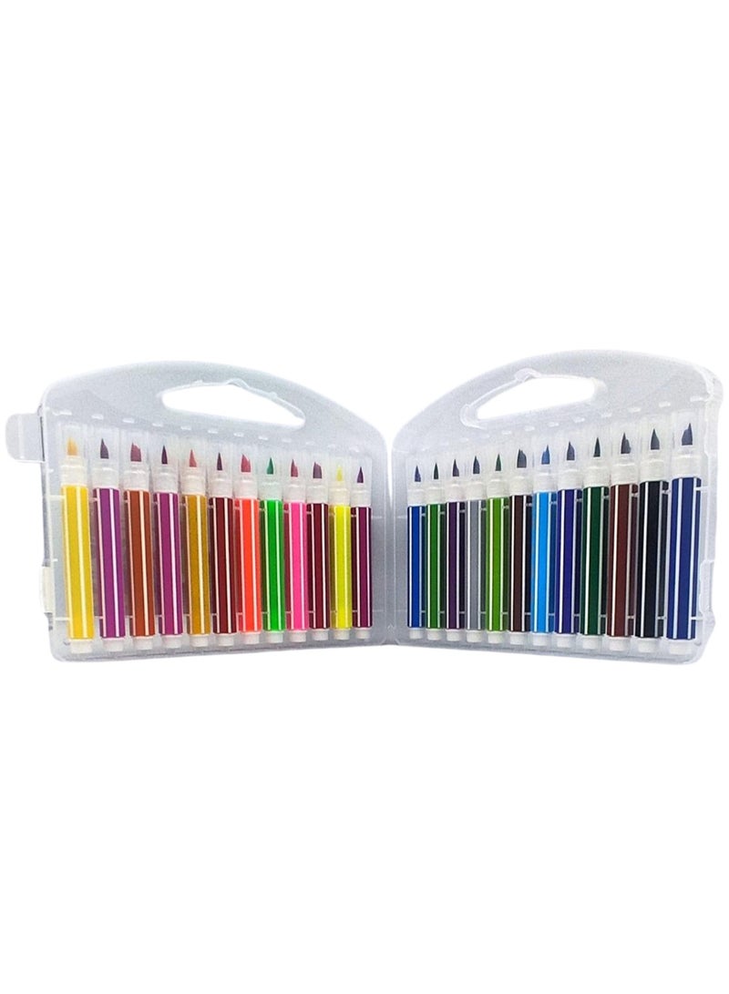 Generic Premium 24-Color Washable Water Color Pen Set for Kids - Non-Toxic, Bright, and Fun Markers in a Convenient Carry Case - Perfect for Drawing, Coloring, and Craft Projects!  - Image 2