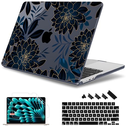 May Chen for M5 MacBook Air 13.6 Inch Case 2026 2025 2024-2022 Release M5 A3449 M4 A3240 M3 A3113 M2 A2681, Plastic Hard Shell Case for MacBook Air 13.6" with Retina Display, Luxury Dahlia - Image 1