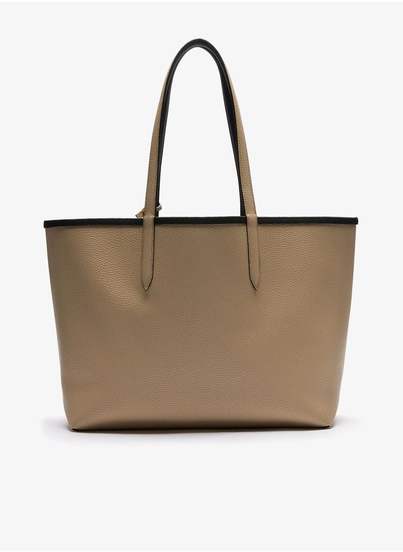 لاكوست Women's Anna Double sided Two tone Large Capacity Handbag, Fashionable and Versatile, Black/Khaki  - Image 4