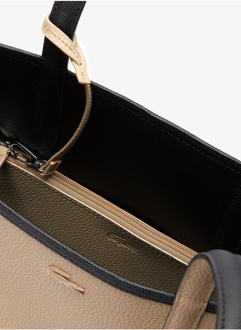 لاكوست Women's Anna Double sided Two tone Large Capacity Handbag, Fashionable and Versatile, Black/Khaki  - Image 5