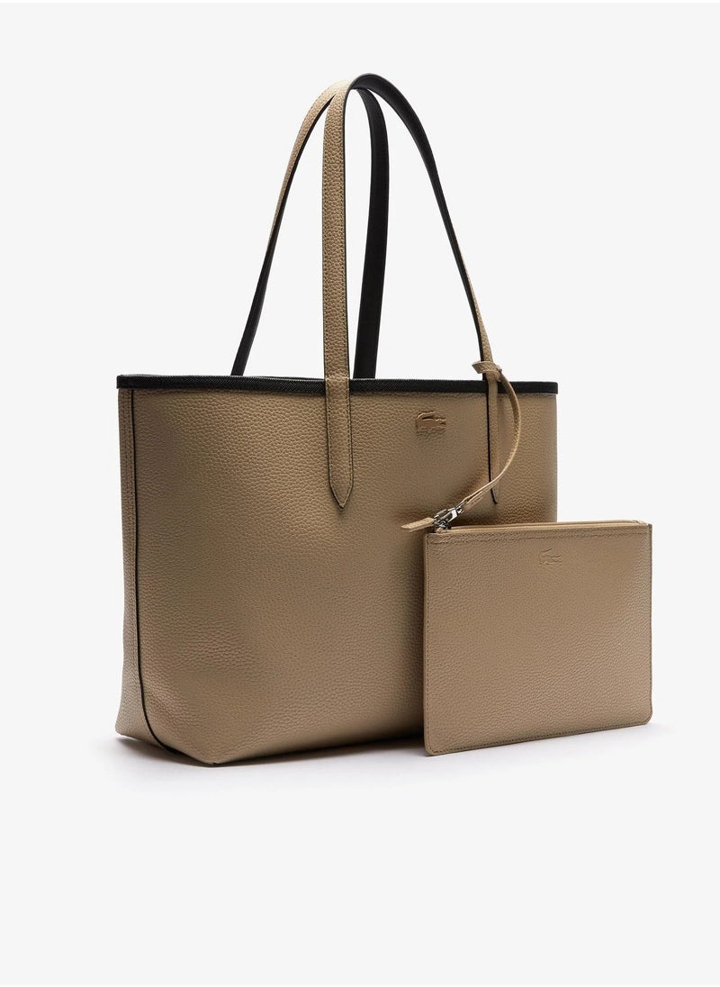 لاكوست Women's Anna Double sided Two tone Large Capacity Handbag, Fashionable and Versatile, Black/Khaki  - Image 2