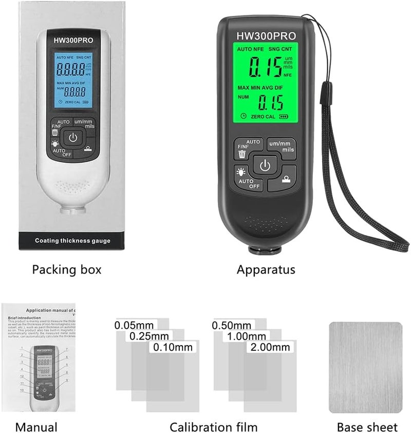 EMVANV Paint Thickness Gauge, Digital Meter Probe Paint Thickness Gauge Zero Calibration Digital Display Car Coating LCD(Black) - Image 2