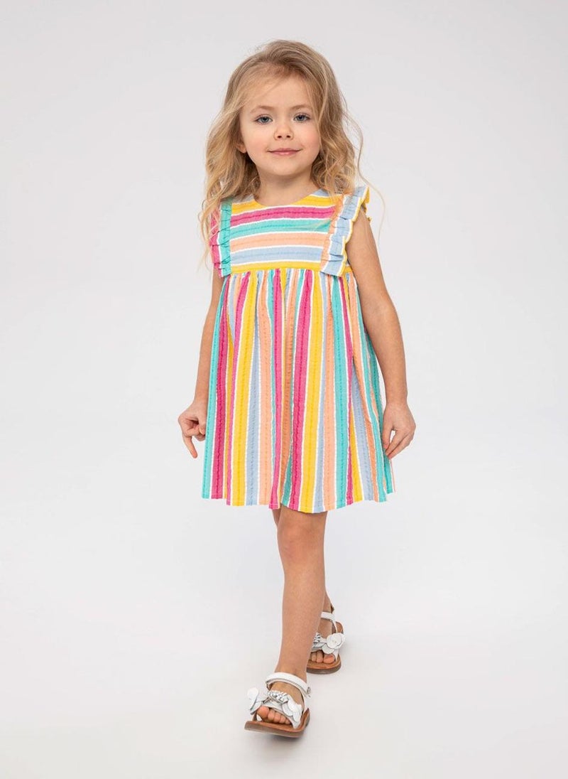 مينوتي فستان صيفي مخطط متعدد الألوان للبنات - Image 1