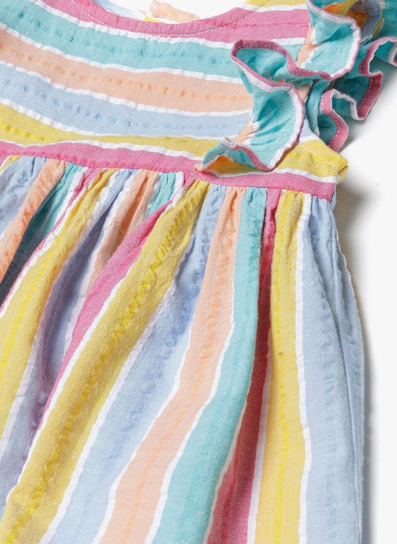 مينوتي فستان صيفي مخطط متعدد الألوان للبنات - Image 4