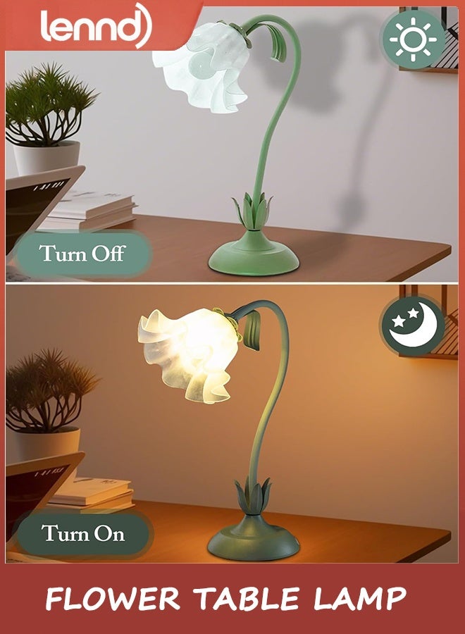LENND Flower Table Lamp,LED Reading Light Bedside Vintage Flower Night Light,3 Colors Modes Kawaii Bedside Lamps Decor,Living Room Bedroom Room Lighting Table Lamps Home Decoration (Green) - Image 5