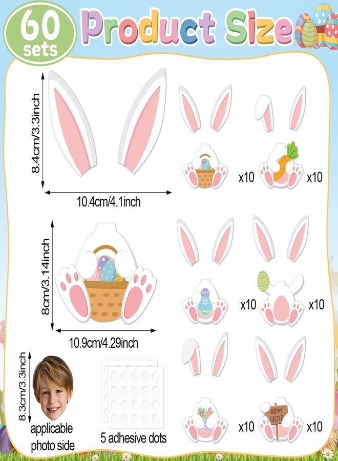 Lonfliness 60Pcs Easter Bunny Paper Cutouts Bulletin Board Decorations White Rabbit DIY Photo Picture Crafts Cutouts Happy Spring Bunny Classroom Supplies for Kids School Chalkboard Home Birthday Wall Decor - Image 2