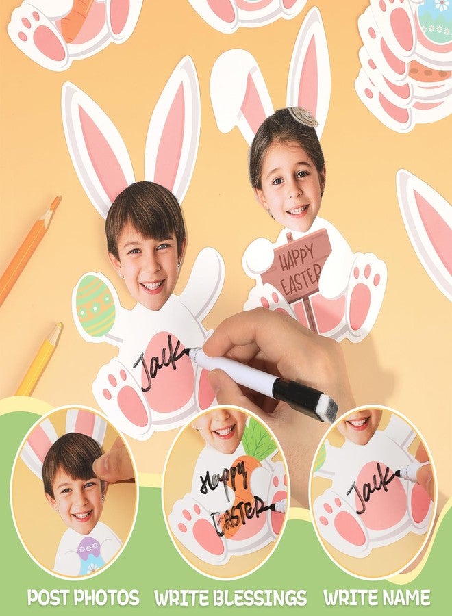 Lonfliness 60Pcs Easter Bunny Paper Cutouts Bulletin Board Decorations White Rabbit DIY Photo Picture Crafts Cutouts Happy Spring Bunny Classroom Supplies for Kids School Chalkboard Home Birthday Wall Decor - Image 4
