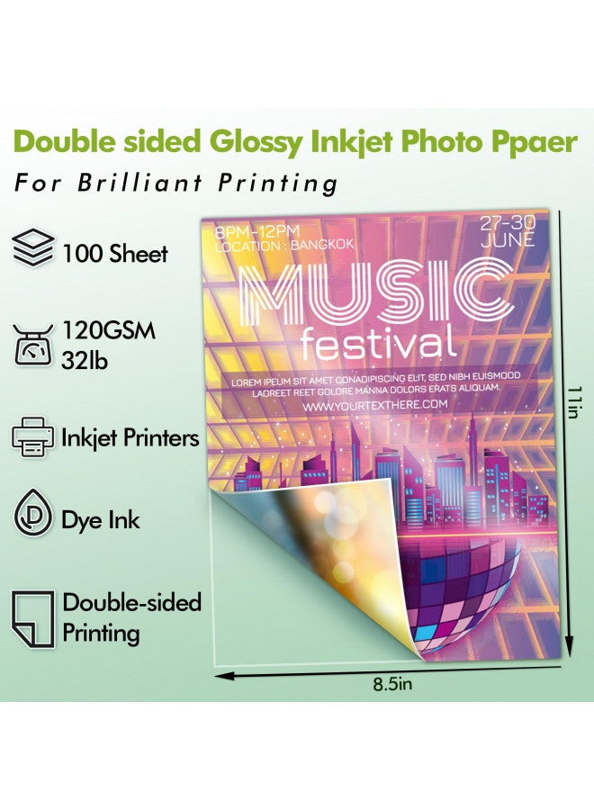 KOALA PAPER Koala Double Side Thin Glossy Photo Paper 8.5x11 Inches 120gsm 100 Sheets Compatible with Inkjet Printer and Dye Ink 32LB - Image 1