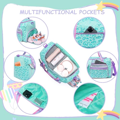 Oruiji Kids Duffle Bag Girls Women Travel Bag Gifts Overnight Bags for Girls Women Dance Sleepover Bags for Kids with Shoes Compartment - Image 5