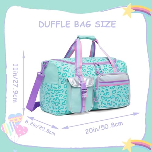 Oruiji Kids Duffle Bag Girls Women Travel Bag Gifts Overnight Bags for Girls Women Dance Sleepover Bags for Kids with Shoes Compartment - Image 2