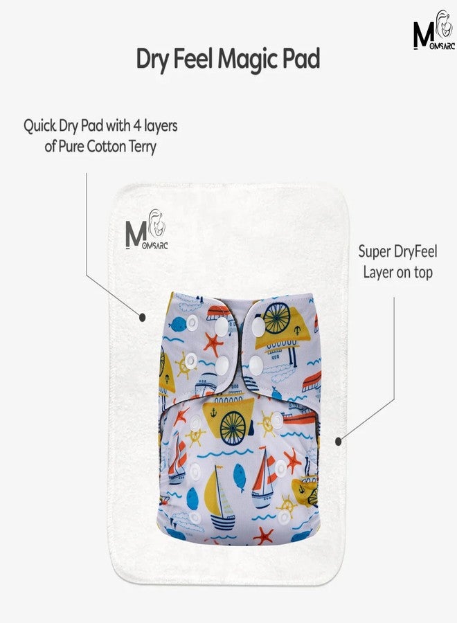MOMSARC Cotton Diaper for New Born Baby+2 insert pads| Freesize Washable & Reusable Diapers for Babies 0-3 Years | Adjustable Cotton Langot with Quick Dry Pad/Insert | Leak Proof Cloth diaper (Pack of 2) - Image 3