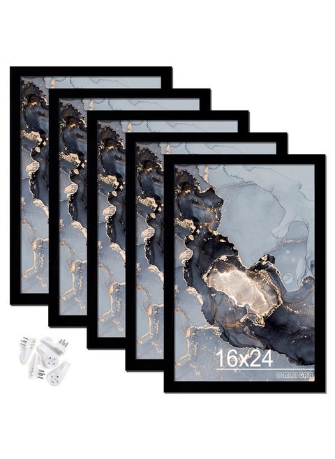 16X24 Picture Frame Set Of 5 Black Poster Frames For 16 By 24 Poster Photo Canvas Certificate High Transparent Acrylic Frame On Wall Desktop Horizontal Vertical 16 X 24