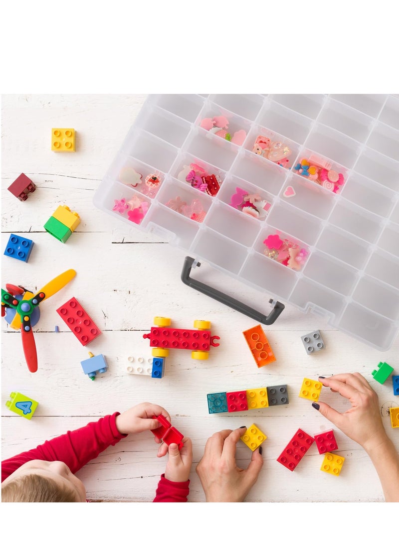 Excefore - Multipurpose Plastic Storage Box - 48 Compartments Organizer with Customizable Dividers for Jewelry, Crafts, and Small Items, Plastic Compartment Craft Box, Jewelry Storage Box with Adjustable Space - Image 1