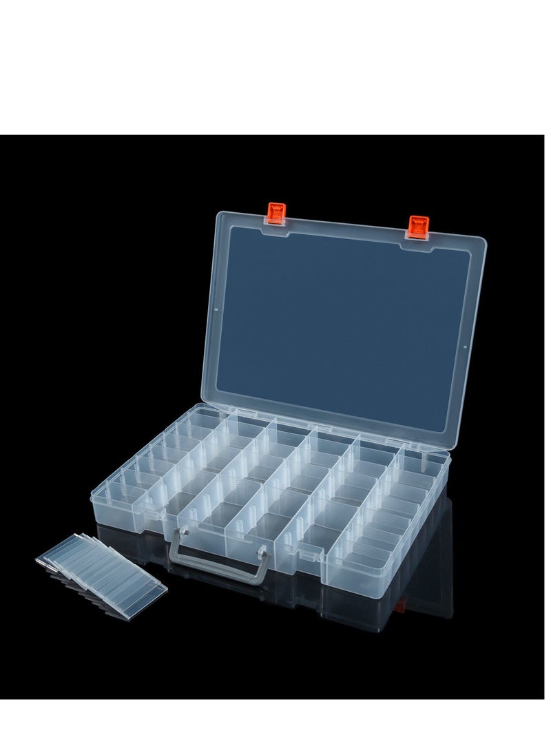 Excefore - Multipurpose Plastic Storage Box - 48 Compartments Organizer with Customizable Dividers for Jewelry, Crafts, and Small Items, Plastic Compartment Craft Box, Jewelry Storage Box with Adjustable Space - Image 1