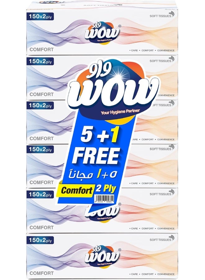 WOW Classic Facial Tissue 200 X 2 Ply, 5+1 Pack - Image 1
