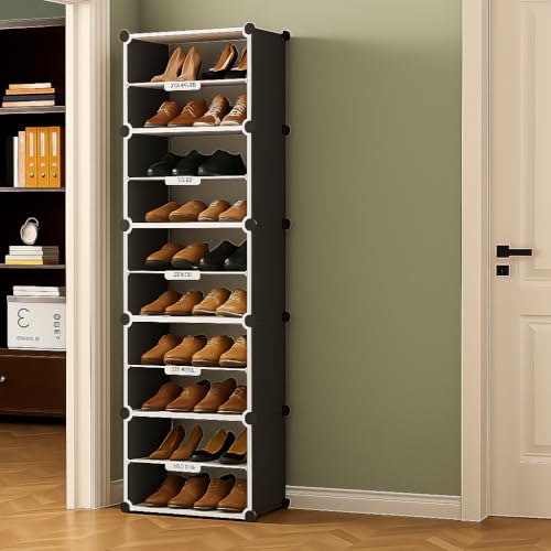 EXVITO Portable Shoe Rack for Home Plastic Shelves Household - 5 Door DIY Multipurpose Shoe Rack Organizer, Shoe Storage-Shelf with Dustproof Door Entryway - MSD Grey - Image 1