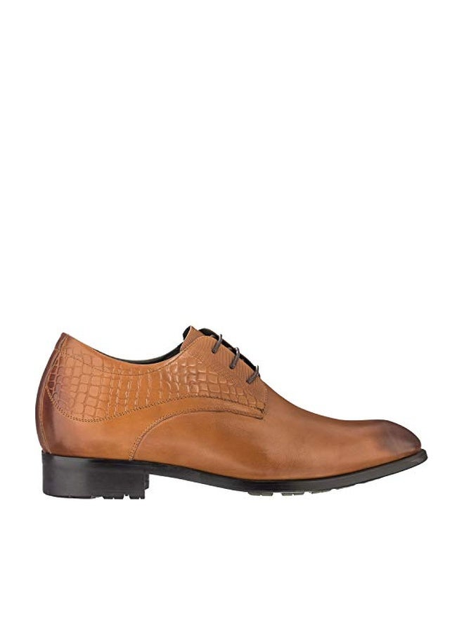 CALTO Height Increasing Elevator Shoes 3 Inches Taller - Light Tan Leather Dress Shoes - Men Invisible Elevated High Heels Oxfords A329013 - Size 9 D(M) US - Image 1