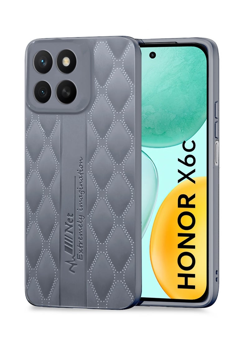 دبليو تيك غطاء خلفي لموبايل Honor X6c 4G بحساسية جلدية مع تصميم أنيق ومظهر مطفي وشعور ممتاز - رمادي - Image 1