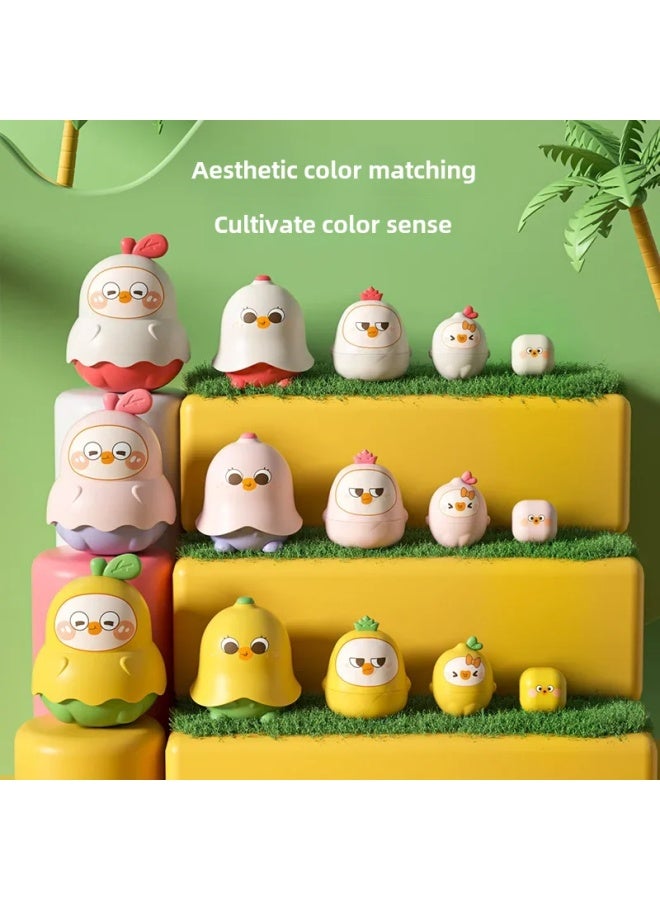 Russian Doll 5 Layer Educational Toys Creative Fun Stacking Game Diy Circle Doll Women's Kids Plaything Gift Box-Color:Pink-DIY Doll