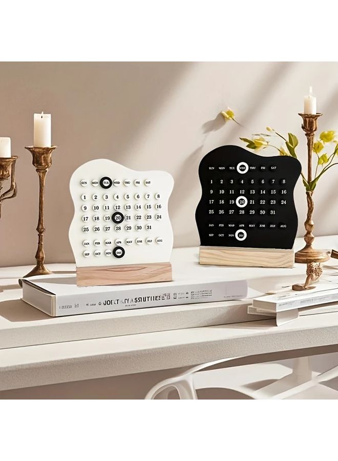 White Wooden DIY Ring Calendar Desktop ABS Plastic Accessory With Weekly And Monthly Display For Office Home Decor - Image 5