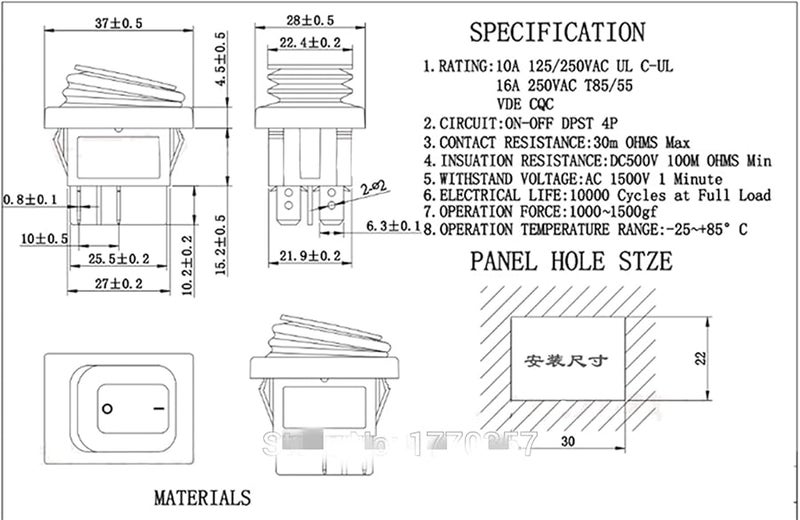 KCD4 Rocker Switch 30A 5pcs Waterproof 4 Pin ON Off Power Switch 30x22mm - Image 4