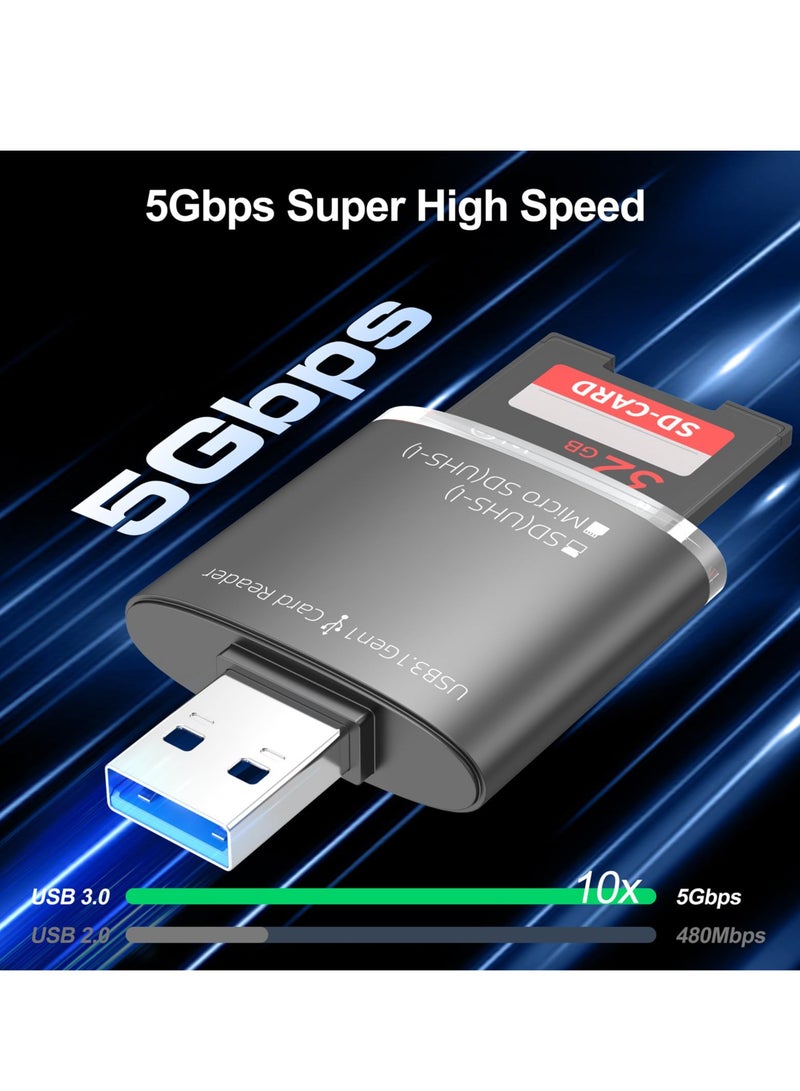 كاست ويف قارئ بطاقات SD، قارئ بطاقات Micro SD 2 في 1 بمنفذ USB A، محول بطاقات Micro SD TF 3.0 يدعم بطاقات الذاكرة SDHC SDXC MMC UHS-I لأجهزة Mac PC وأجهزة الكمبيوتر المحمولة وأجهزة Chromebook والكاميرا - Image 3