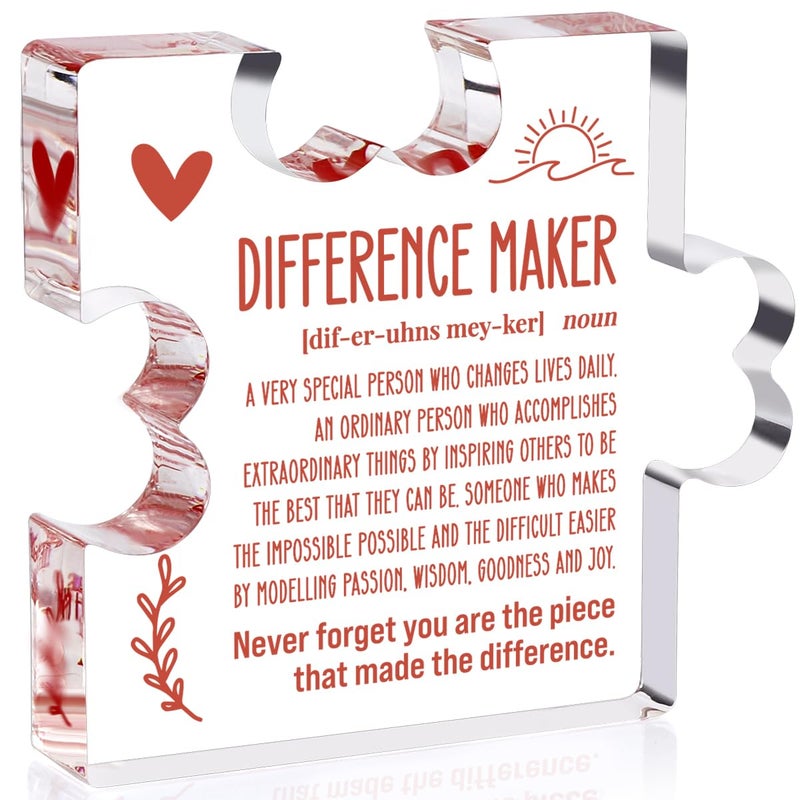 Thank You Gifts Difference Maker Gifts for Leader Boss Staff Employee Best Mom Mentor Coach Manager Coworker Teacher Appreciation Quote Birthday Gift Irregular Acrylic Decorative Table Sign