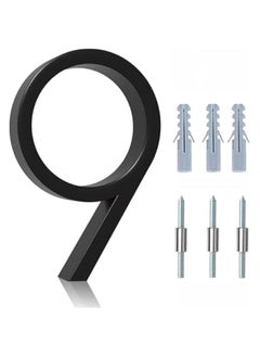 Floating House Numbers for Outside, Metal Modern Address Numbers for House, Zinc Alloy Anti-Rust Home Address Numbers for Door Mailbox, High Gloss Black (9)