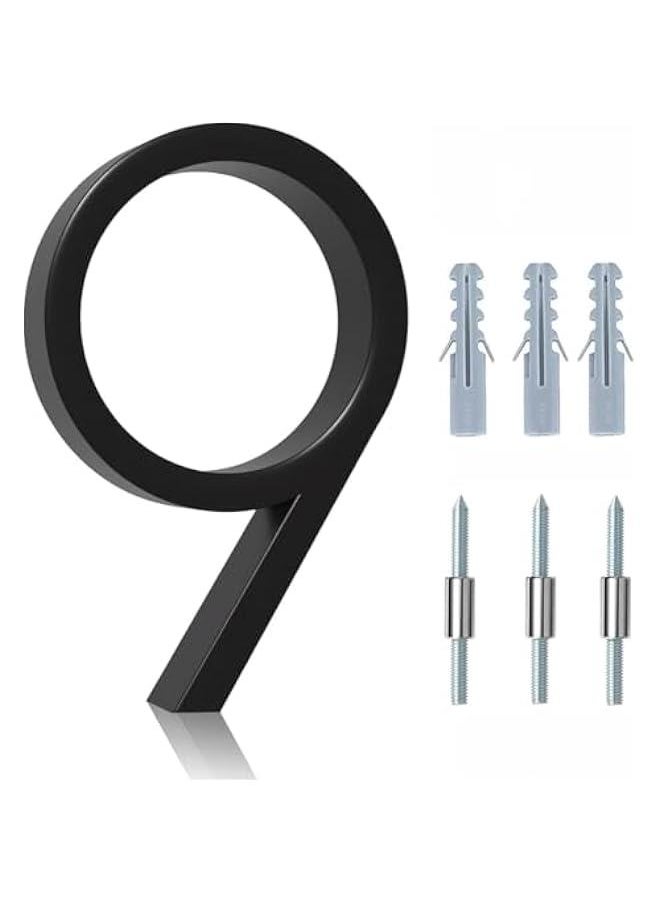 HOOKOR - Floating House Numbers for Outside, Metal Modern Address Numbers for House, Zinc Alloy Anti-Rust Home Address Numbers for Door Mailbox, High Gloss Black (9) - Image 1