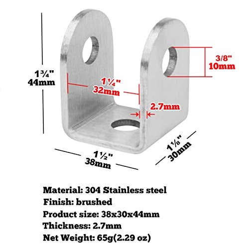 GBGS 10 Pcs U Bracket for 1-1/4" Panels,Bracket Stamped 304 Stainless Steel - Image 2