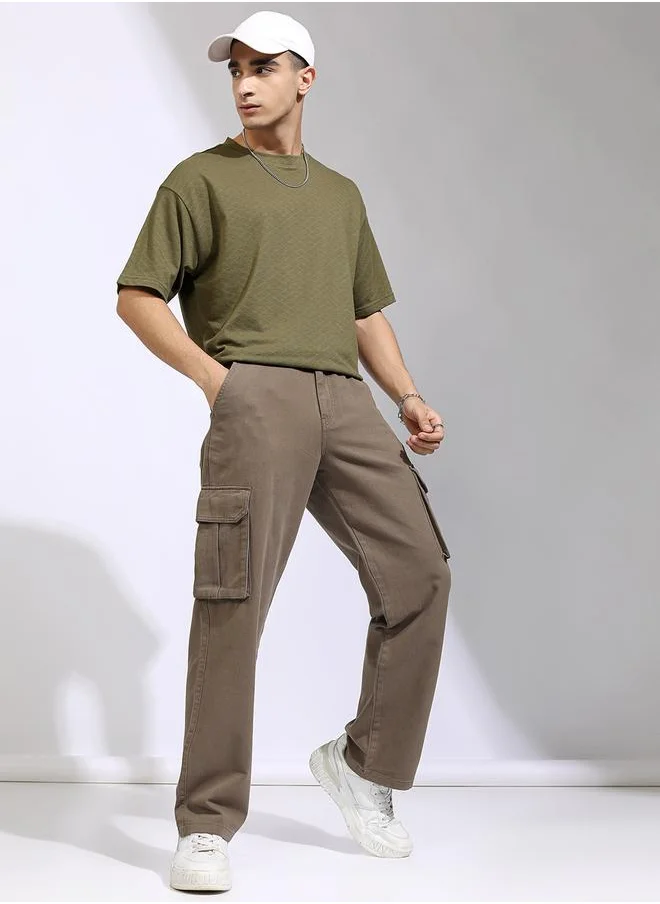 هاي لاندر Highlander Textured Regular Fit Drop-Shoulder T-Shirt