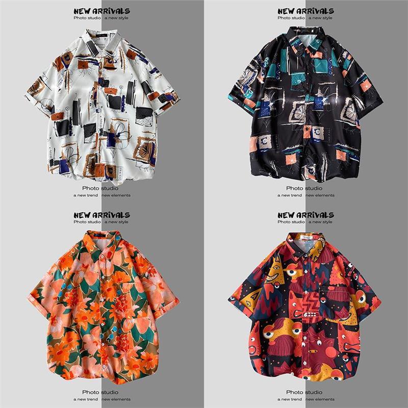 Thai Short-Sleeved Printed Shirt for Men on the Beach, Handsome Retro Hong Kong Style Vintage Floral Versatile Trendy Wholesale - Image 2