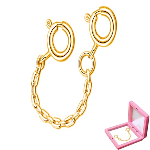 wzhe Gold Necklace Extender Sterling Silver 18k Plated Chain Extension for Women Bracelet Safety Link for Normal Size Jewelry 3mm Width 2.3" Length - Image 1