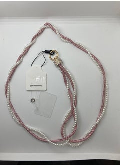 Generic Crystal Rhinestone Pearl Phone Lanyard, 60cm Two-Color Wrist Strap with Diamond Metal Design, Fashion Bling Style for Phones and Earphones  - Image 3