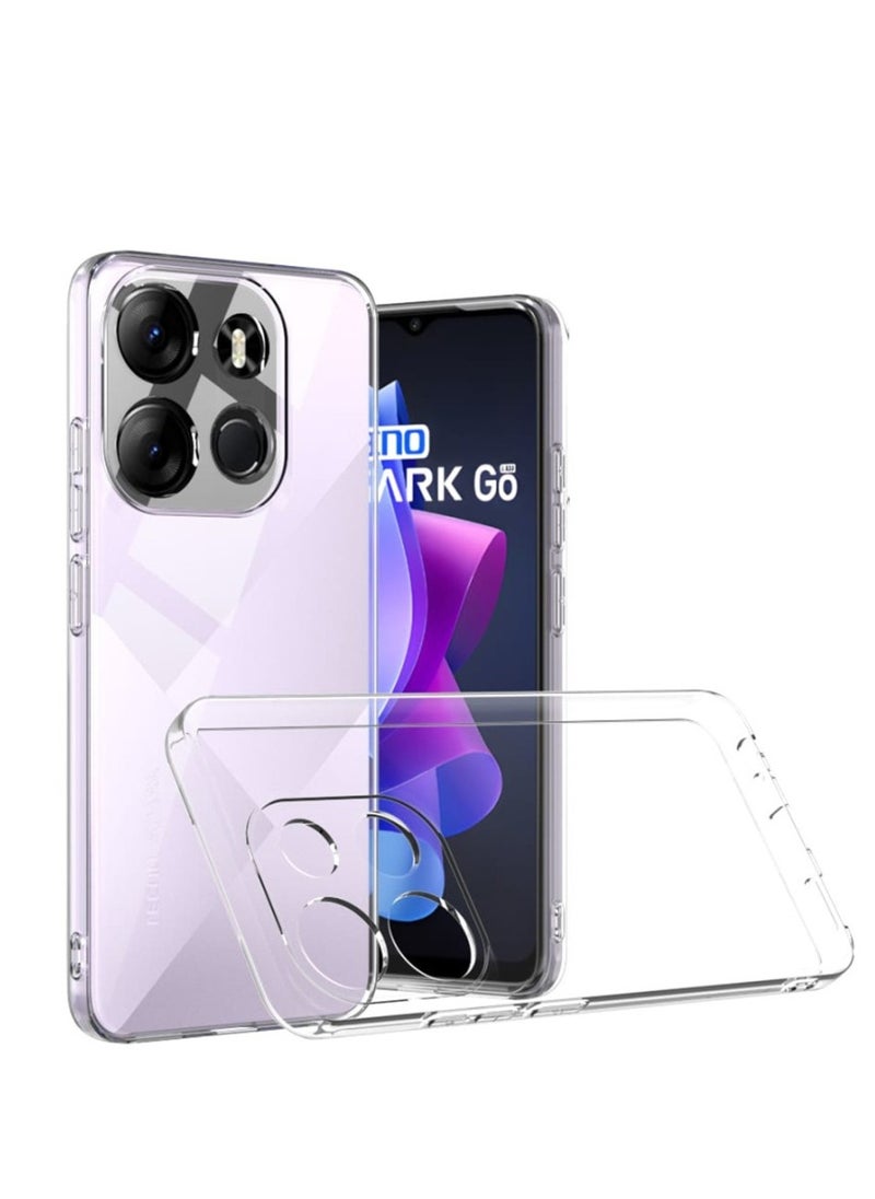 Techie Tecno Spark Go 2023 TPU Soft Corner Ultra Slim Clear Case Shockproof Anti Fingerprint Transparent Protective Back Cover  - Image 1