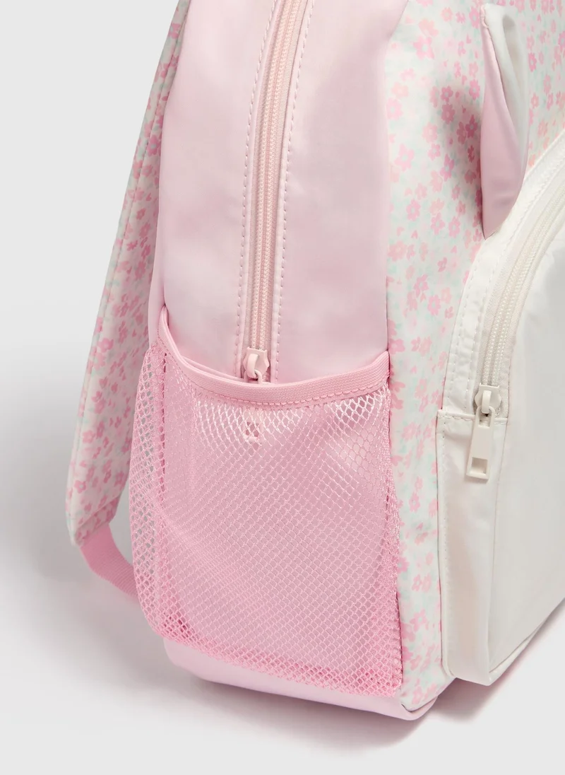 ماتلان Girls Pink Floral 3D Bunny Backpack