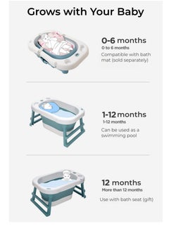 Baby Bath Tub with Seat & Thermometer, Portable Travel Collapsible Baby Bathtub with Drain Hole, Durable Foldable with Non-Slip Leg Support Infant Bathtub Newborn to Toddler - pzsku/ZB007551B697E703C3417Z/45/_/1718097102/5362ea80-6c17-462a-bad8-6a0a6f576213