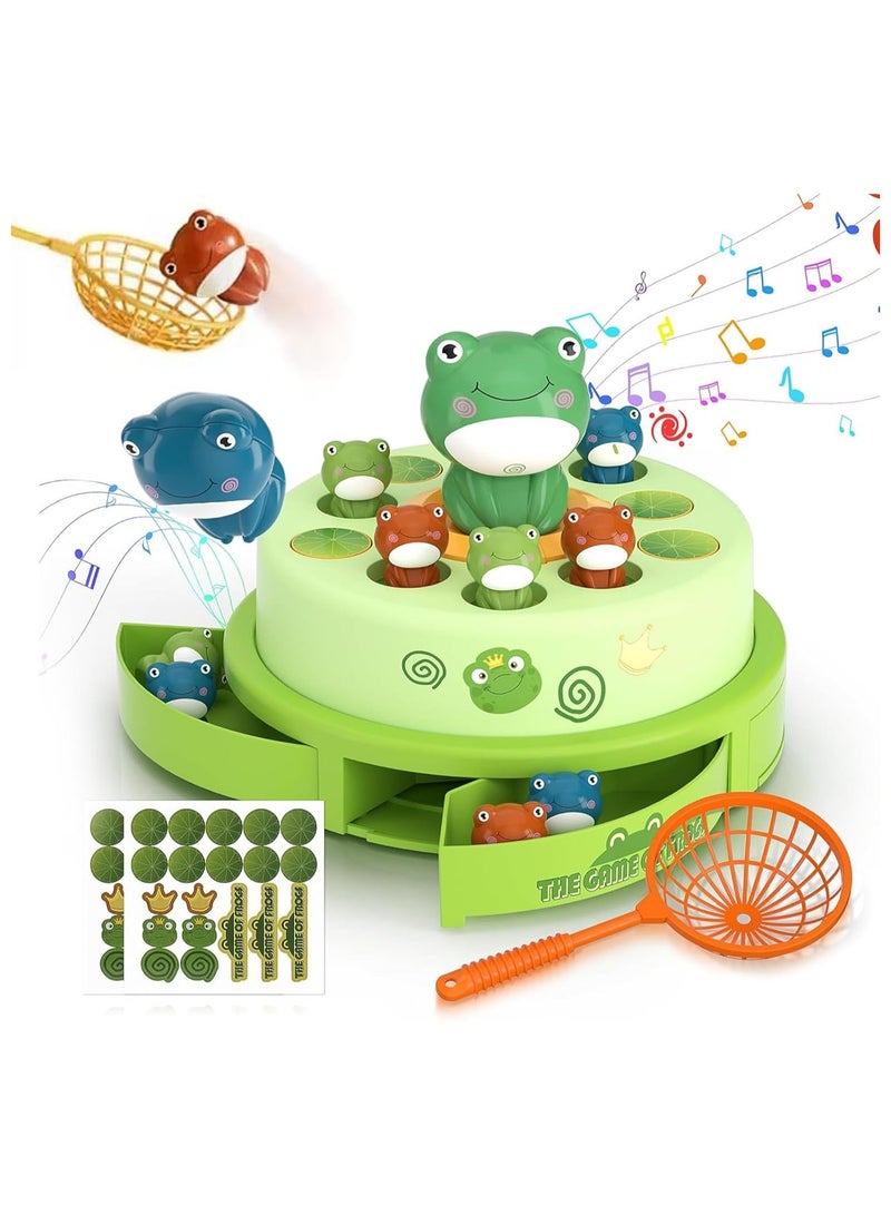Catapult Game, Interactive Frog Catapult, Bounce And Catch Toys Baby for Boys and Girls, Hoppers Pop Up Toy with Music Turntable, Carnival Game, Turntable - Image 1